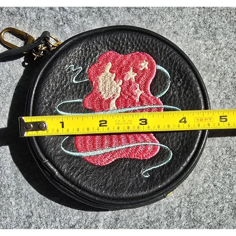 Hobo International zodiac star sign Virgo Round Leather Pouch Bag Charm EUC
